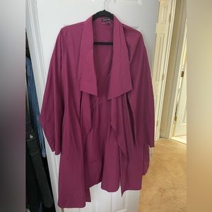 Eileen Fisher Maroon Wrap Trench Coat Size M